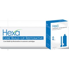 Hexa Temp Core Build-Up Restorative 50ml, 1 Cartridge+10 Mixing Tips,Contrast (Blue) - HCB-0003