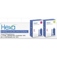 Hexa VPS Impression Material  50ml, Light Body, Fast Set, 2 Cartridges+6 Mixing Tips - HS-0006