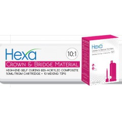 Hexa Temp Crown & Bridge Material 10:1 Ratio 50ml, German Made, 1 Cartridge+10 Mixing Tips, A2 - HT-0002