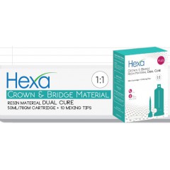 Hexa Temp Crown & Bridge Material 1:1 Ratio 50ml,  1 Cartridge+10Mixing Tips, A1 - HT-0001