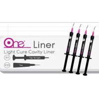 HEXA One Liner Light Cure Cavity Liner, 1.5gr Syringe (4/Pack) + 20 Pre-Bent Tips