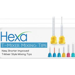 Hexa Acrylic T-Mixer Style Mixing Tips - 4:1 / 10:1, Blue/Orange, Size C&B (3.2mm) - 25 TIPS