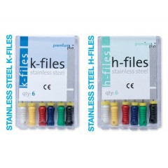  Premium Plus Stainless-steel K-Files (6 pcs), Assorted Sizes #45-80, 21mm